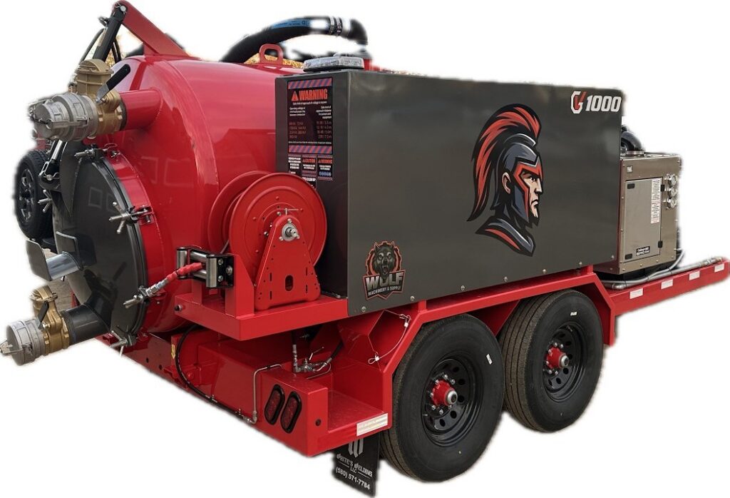 BRON V1000 plow attachment showing branded housing, hydraulic components, and mounting system